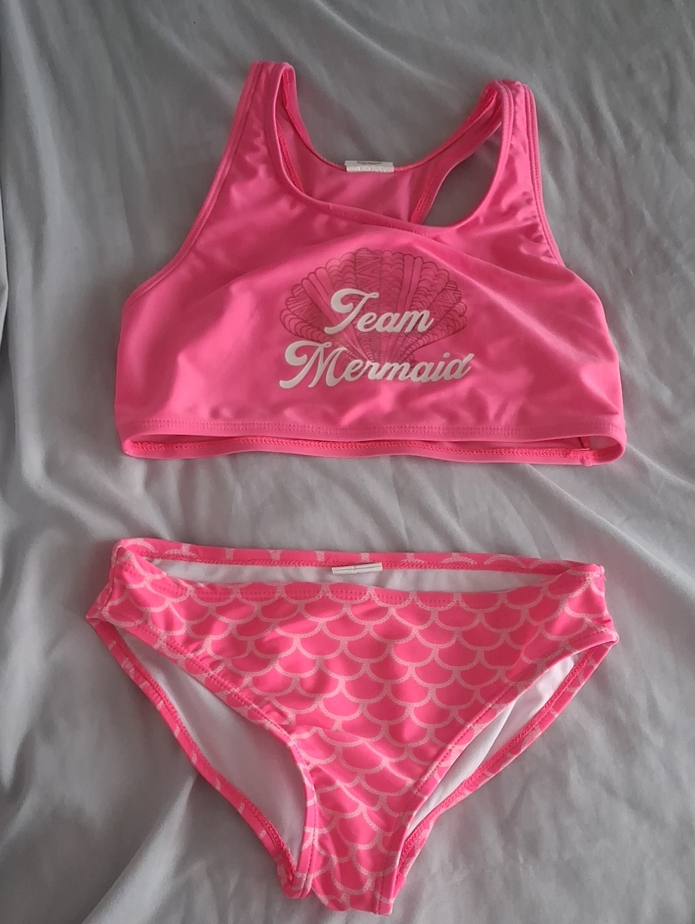 Girls 'Team Mermaid' Pink Two-Piece Swim Set